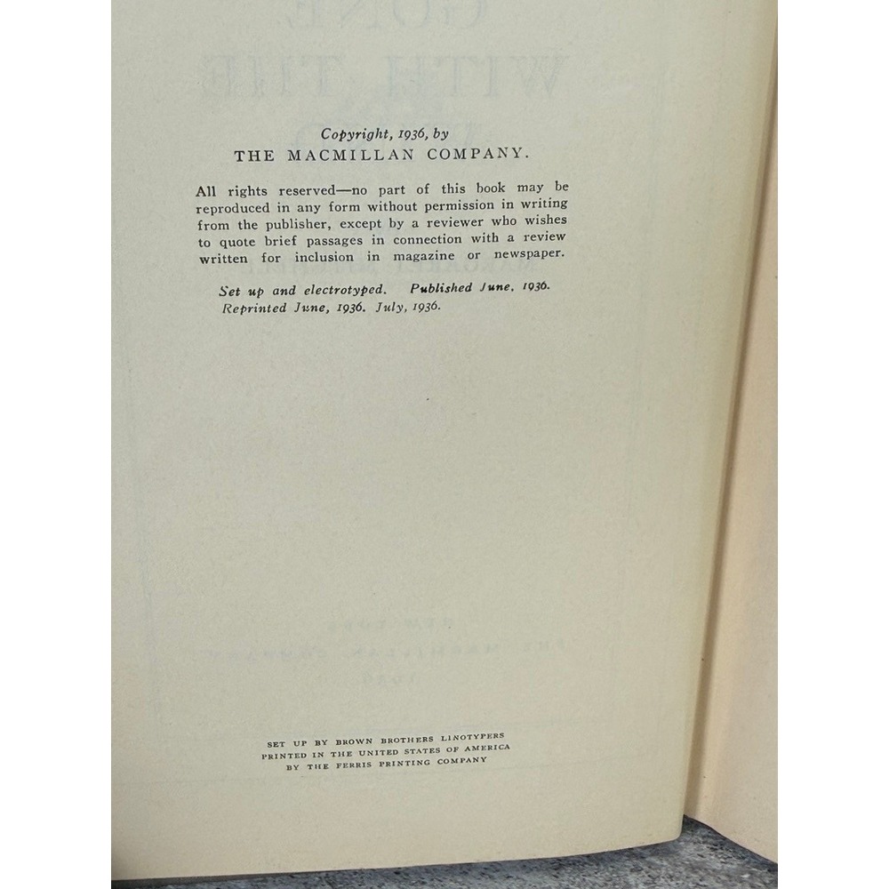 Gone With The Wind Margaret Mitchell 1936 First Edition First July Printing - Picture 8 of 9